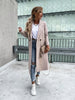 Women's Longline Coat, Lapel Collar, Long Sleeves and Straight Silhouette
