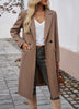 Women's Longline Coat, Lapel Collar, Long Sleeves and Straight Silhouette