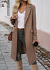 Women's Longline Coat, Lapel Collar, Long Sleeves and Straight Silhouette
