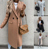Women's Longline Coat, Lapel Collar, Long Sleeves and Straight Silhouette