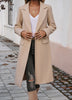 Women's Longline Coat, Lapel Collar, Long Sleeves and Straight Silhouette