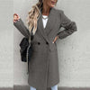 Women's Longline Coat, Lapel Collar, Long Sleeves and Straight Silhouette
