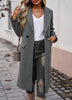 Women's Longline Coat, Lapel Collar, Long Sleeves and Straight Silhouette