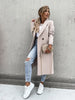 Women's Longline Coat, Lapel Collar, Long Sleeves and Straight Silhouette