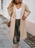 Women's Longline Coat, Lapel Collar, Long Sleeves and Straight Silhouette