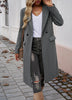Women's Longline Coat, Lapel Collar, Long Sleeves and Straight Silhouette