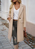 Women's Longline Coat, Lapel Collar, Long Sleeves and Straight Silhouette