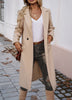 Women's Longline Coat, Lapel Collar, Long Sleeves and Straight Silhouette