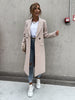 Women's Longline Coat, Lapel Collar, Long Sleeves and Straight Silhouette