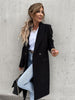 Women's Longline Coat, Lapel Collar, Long Sleeves and Straight Silhouette