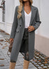 Women's Longline Coat, Lapel Collar, Long Sleeves and Straight Silhouette