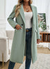 Women's Longline Coat, Lapel Collar, Long Sleeves and Straight Silhouette