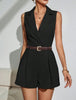 Women's Sleeveless Polyester Belted Office Blazer for Spring Work Office in Black
