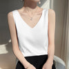 Women's Loose Fit Acetate Solid Color Ice Cream Color Vest Sleeveless for Spring Sophisticated Style