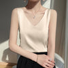 Women's Loose Fit Acetate Solid Color Ice Cream Color Vest Sleeveless for Spring Sophisticated Style