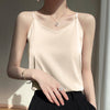Women's Loose Fit Acetate Solid Color Ice Cream Color Vest Sleeveless for Spring Sophisticated Style