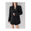 Women's Loose Fit Polyester Solid Color Lapel One Button Casual Jacket for Autumn in