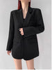 Women's Loose Fit Polyester Solid Color Lapel One Button Casual Jacket for Autumn in