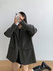 Women's Loose Fit Polyester Solid Color Lapel One Button Casual Jacket for Autumn in