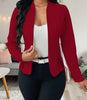 Women's Slim Fit Elegant Lace Solid Color Cardigan with No Collar for Spring in White Burgundy Blue