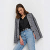 Women's Slim Fit Polo Collar Long Sleeve Solid Color Single Button Polyester Cardigan Style Blazer for Casual Work in Summer