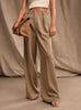 Women's Casual High Waist Straight Leg Polyester Pants with Pockets Loose Wide Leg Long Trousers for Summer Commute in Black