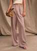 Women's Casual High Waist Straight Leg Polyester Pants with Pockets Loose Wide Leg Long Trousers for Summer Commute in Black