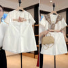 Women's Cotton Harajuku Style Blazer with Pocket for Spring Casual Wear in White Khaki Black
