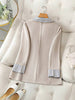 Women's Loose Fit Polyester Solid Color Lapel Long Sleeve One Button Elegant Jacket with Stripes for Spring in Khaki Champagne
