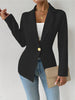 Women's Slim Fit One Button Cotton Blend Solid Color Lapel Long Sleeve Elegant Blazer for Spring in White Black Red Burgundy