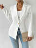 Women's Slim Fit One Button Cotton Blend Solid Color Lapel Long Sleeve Elegant Blazer for Spring in White Black Red Burgundy