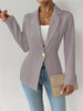 Women's Slim Fit One Button Cotton Blend Solid Color Lapel Long Sleeve Elegant Blazer for Spring in White Black Red Burgundy