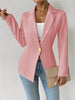 Women's Slim Fit One Button Cotton Blend Solid Color Lapel Long Sleeve Elegant Blazer for Spring in White Black Red Burgundy