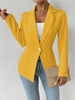 Women's Slim Fit One Button Cotton Blend Solid Color Lapel Long Sleeve Elegant Blazer for Spring in White Black Red Burgundy