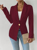Women's Slim Fit One Button Cotton Blend Solid Color Lapel Long Sleeve Elegant Blazer for Spring in White Black Red Burgundy