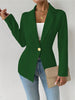 Women's Slim Fit One Button Cotton Blend Solid Color Lapel Long Sleeve Elegant Blazer for Spring in White Black Red Burgundy