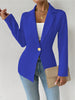 Women's Slim Fit One Button Cotton Blend Solid Color Lapel Long Sleeve Elegant Blazer for Spring in White Black Red Burgundy