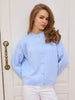 Women's Routine Fit Solid Color Round Neck Long Sleeve Single Breasted Polyester Button Cardigan for Winter in Apricot Black Blue