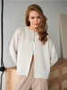 Women's Routine Fit Solid Color Round Neck Long Sleeve Single Breasted Polyester Button Cardigan for Winter in Apricot Black Blue