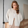 Women's Routine Fit Solid Color Round Neck Long Sleeve Single Breasted Polyester Button Cardigan for Winter in Apricot Black Blue