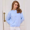 Women's Routine Fit Solid Color Round Neck Long Sleeve Single Breasted Polyester Button Cardigan for Winter in Apricot Black Blue