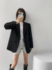 Women's Gray Short Blazer, Lapel Collar, Single-Button Front and Long Sleeves