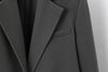 Women's Gray Short Blazer, Lapel Collar, Single-Button Front and Long Sleeves