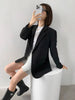 Women's Gray Short Blazer, Lapel Collar, Single-Button Front and Long Sleeves