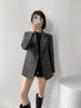 Women's Gray Short Blazer, Lapel Collar, Single-Button Front and Long Sleeves