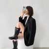 Women's Gray Short Blazer, Lapel Collar, Single-Button Front and Long Sleeves