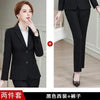 Women's Long Sleeve Double Breasted Polyester Suit Set for Office Interviews and Formal Business in Black for Spring