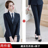 Women's Long Sleeve Double Breasted Polyester Suit Set for Office Interviews and Formal Business in Black for Spring