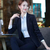 Women's Long Sleeve Double Breasted Polyester Suit Set for Office Interviews and Formal Business in Black for Spring