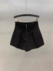 Women's Harajuku Style Polyester Three-Dimensional Decoration Wide Leg Shorts for Summer in Black and White